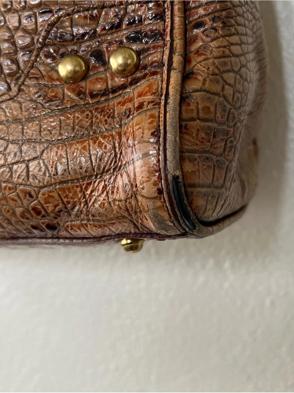 Brahmin Croc-Embossed Leather Hobo Shoulder Bag - READ